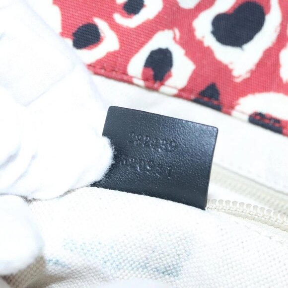 GUCCI Tote Bag Canvas White Red 282439 Auth 106058 - Picture 11 of 16